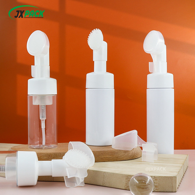 Botol Pompa Bubuk Putih 40ml Bentuk Bulat Dengan Sikat Pembersih Silikon